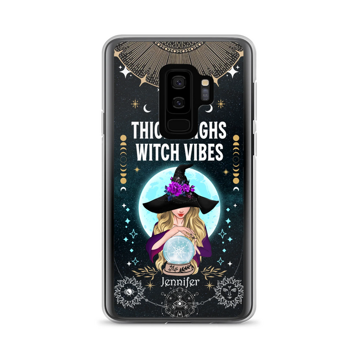 Custom Personalized Witch Phone Case - Best Gift Idea For Halloween - Thick Thighs Witch Vibes Witchy Wicca - Case For iPhone And Samsung