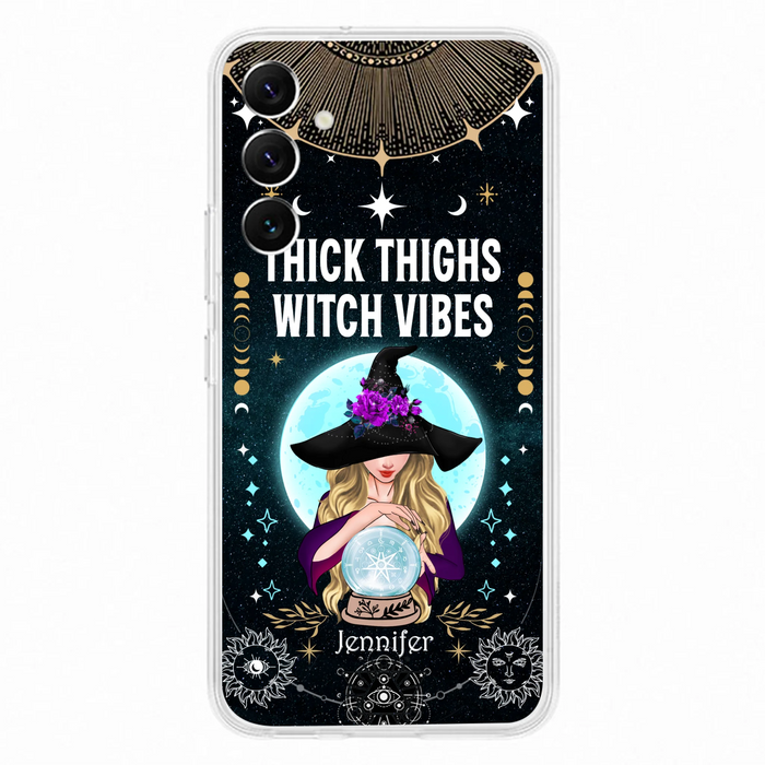 Custom Personalized Witch Phone Case - Best Gift Idea For Halloween - Thick Thighs Witch Vibes Witchy Wicca - Case For iPhone And Samsung