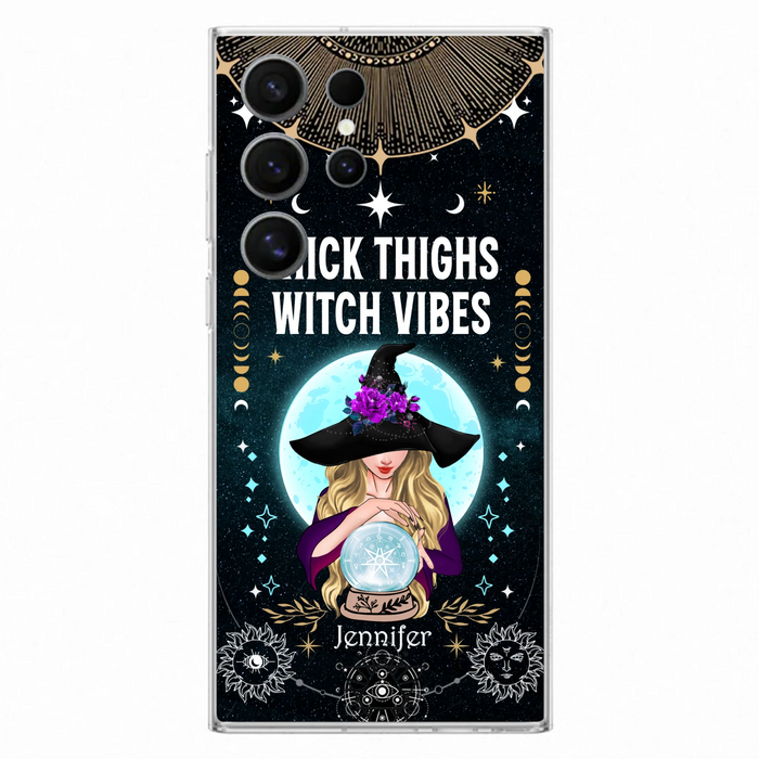 Custom Personalized Witch Phone Case - Best Gift Idea For Halloween - Thick Thighs Witch Vibes Witchy Wicca - Case For iPhone And Samsung
