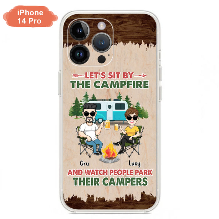 Custom Personalized Couple With Dogs Camping Phone Case - Couple With Up to 4 Dogs - Gift For Couple/ Camping/ Dog Lover - Let's Sit By The Campfire - Case For iPhone And Samsung