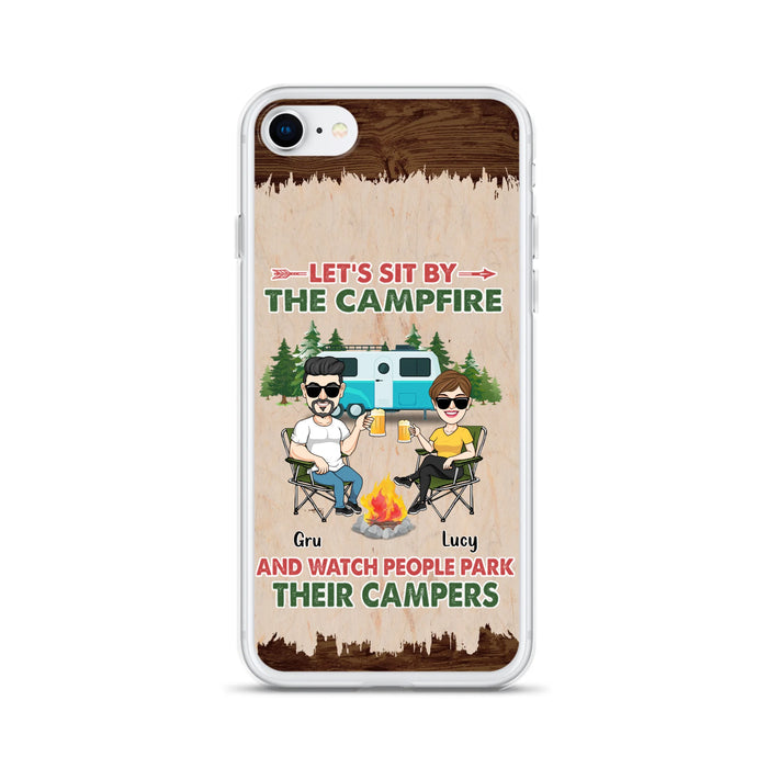 Custom Personalized Couple With Dogs Camping Phone Case - Couple With Up to 4 Dogs - Gift For Couple/ Camping/ Dog Lover - Let's Sit By The Campfire - Case For iPhone And Samsung