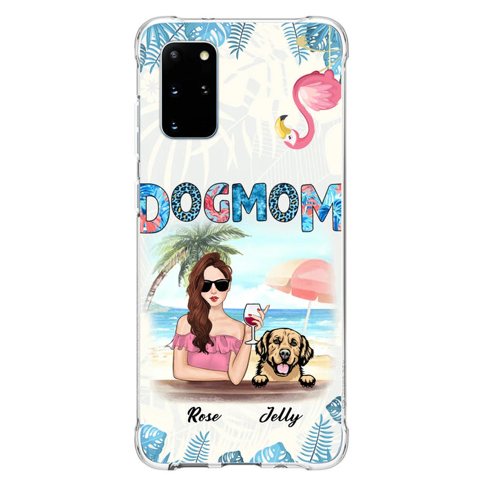 Custom Personalized Dog Mom Summer Patterned Phone Case - Upto 4 Dogs - Gift Idea For Dog Mom - Case For iPhone And Samsung