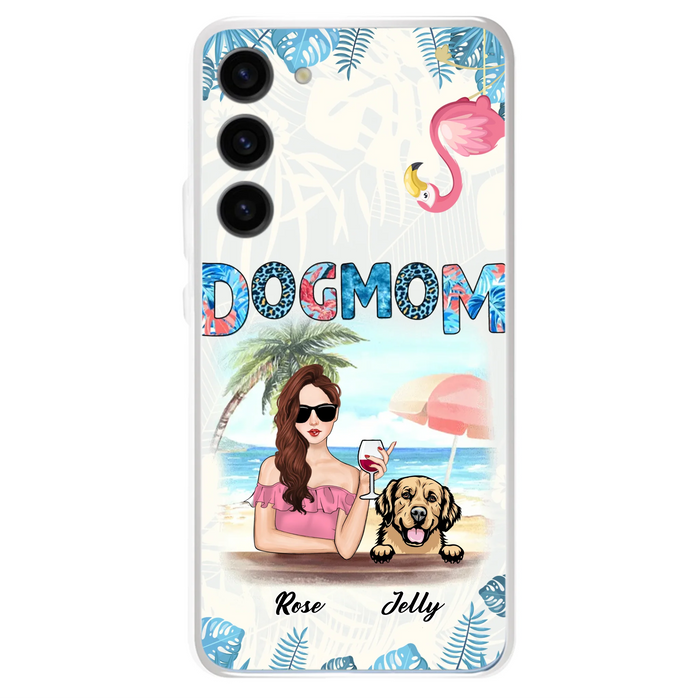 Custom Personalized Dog Mom Summer Patterned Phone Case - Upto 4 Dogs - Gift Idea For Dog Mom - Case For iPhone And Samsung