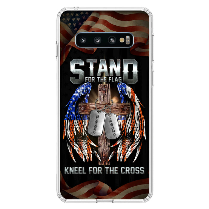 Custom Personalized U.S Veteran Phone Case - Gift Idea for Father/Veteran/ Independence Day - Stand For The Flag Kneel For The Cross - Case For iPhone And Samsung
