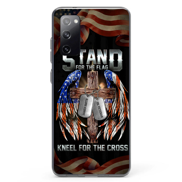 Custom Personalized U.S Veteran Phone Case - Gift Idea for Father/Veteran/ Independence Day - Stand For The Flag Kneel For The Cross - Case For iPhone And Samsung