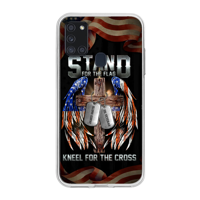 Custom Personalized U.S Veteran Phone Case - Gift Idea for Father/Veteran/ Independence Day - Stand For The Flag Kneel For The Cross - Case For iPhone And Samsung