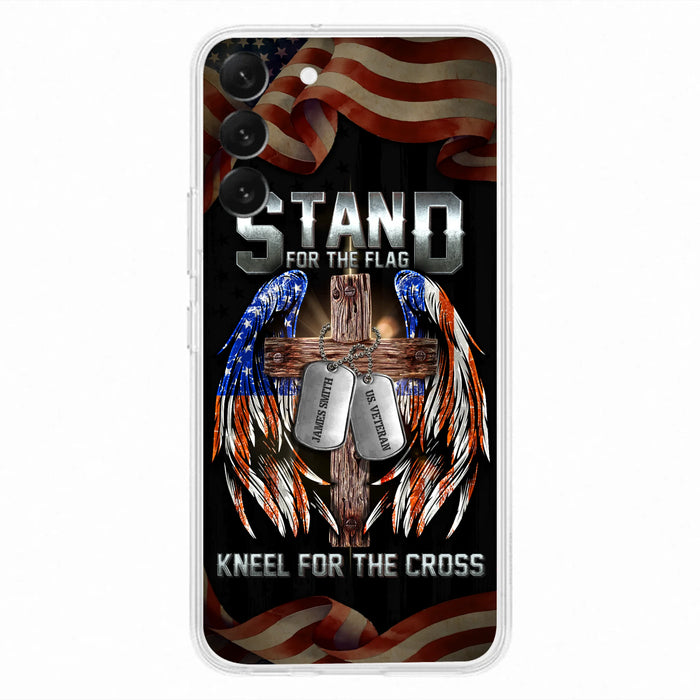 Custom Personalized U.S Veteran Phone Case - Gift Idea for Father/Veteran/ Independence Day - Stand For The Flag Kneel For The Cross - Case For iPhone And Samsung