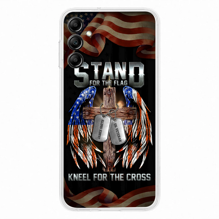 Custom Personalized U.S Veteran Phone Case - Gift Idea for Father/Veteran/ Independence Day - Stand For The Flag Kneel For The Cross - Case For iPhone And Samsung