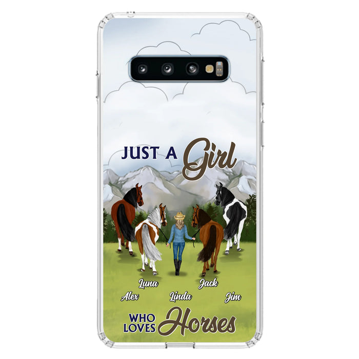 Personalized Horse Lady Phone Case for iPhone/ Samsung - Gift Idea For Horse Lovers with up to 4 Horses - Just A Girl Who Loves Horses
