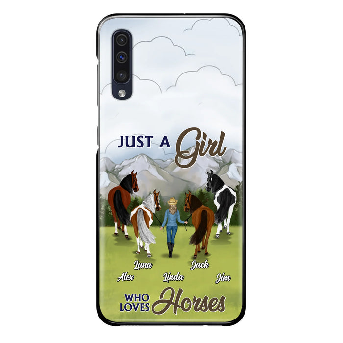 Personalized Horse Lady Phone Case for iPhone/ Samsung - Gift Idea For Horse Lovers with up to 4 Horses - Just A Girl Who Loves Horses