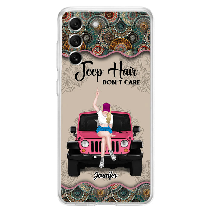 Custom Personalized Off-road Girl Phone Case - Upto 4 Dogs - Gift Idea For Dog/Off-road Lovers - Case for iPhone/Samsung
