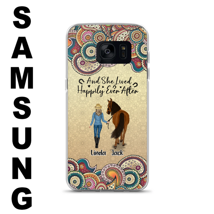 Custom Personalized Horse Girl Phone Case - Upto 4 Horses - Gift Idea For Horse Lovers - And She Lived Happily Ever After - Case For iPhone/Samsung