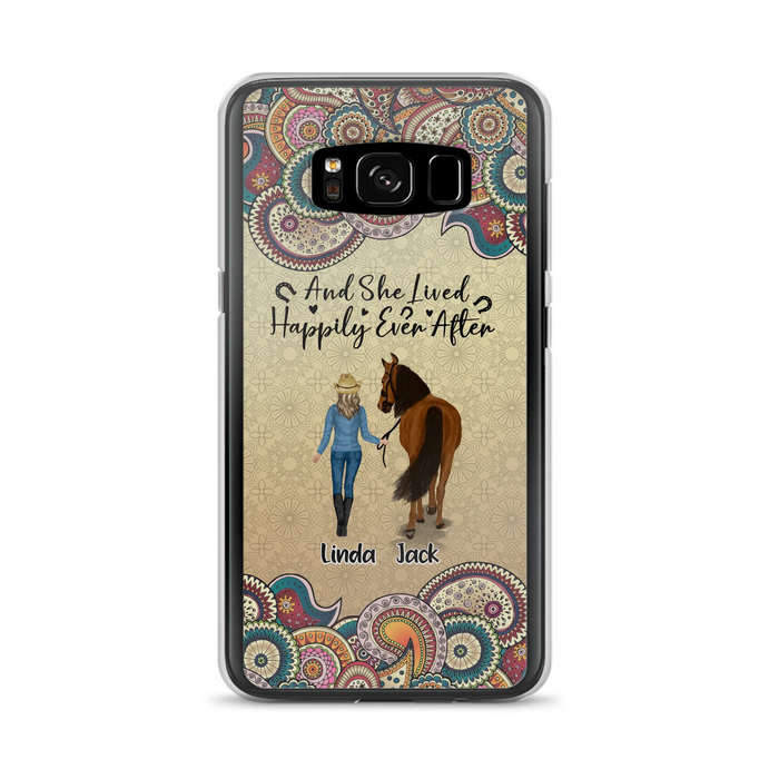 Custom Personalized Horse Girl Phone Case - Upto 4 Horses - Gift Idea For Horse Lovers - And She Lived Happily Ever After - Case For iPhone/Samsung