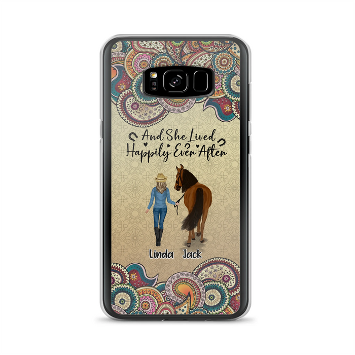 Custom Personalized Horse Girl Phone Case - Upto 4 Horses - Gift Idea For Horse Lovers - And She Lived Happily Ever After - Case For iPhone/Samsung