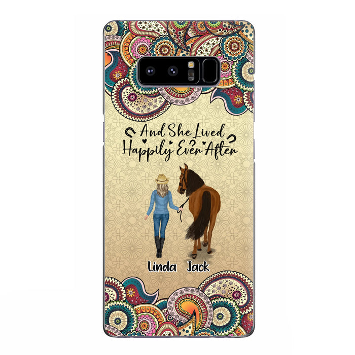 Custom Personalized Horse Girl Phone Case - Upto 4 Horses - Gift Idea For Horse Lovers - And She Lived Happily Ever After - Case For iPhone/Samsung