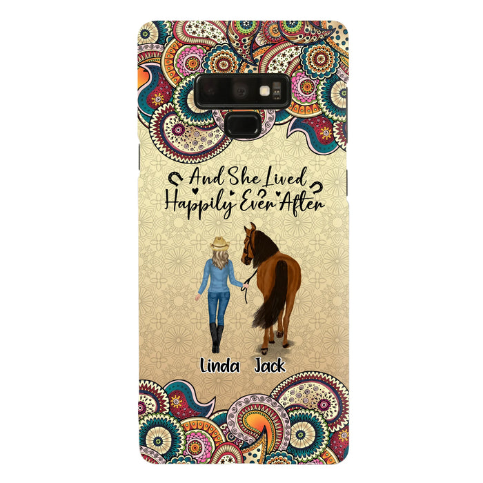 Custom Personalized Horse Girl Phone Case - Upto 4 Horses - Gift Idea For Horse Lovers - And She Lived Happily Ever After - Case For iPhone/Samsung