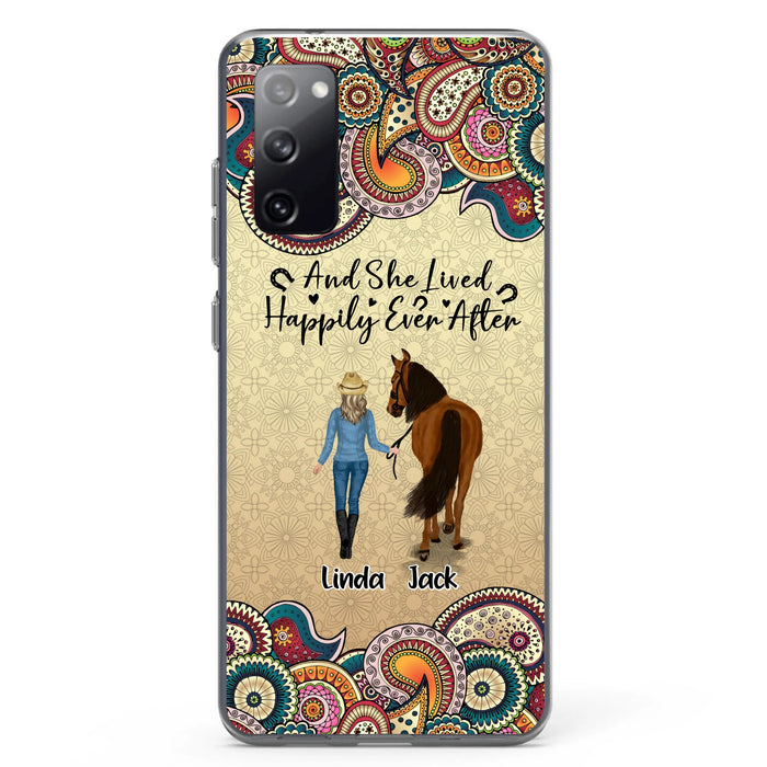 Custom Personalized Horse Girl Phone Case - Upto 4 Horses - Gift Idea For Horse Lovers - And She Lived Happily Ever After - Case For iPhone/Samsung