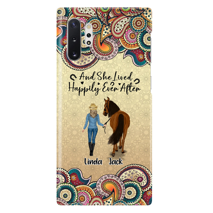 Custom Personalized Horse Girl Phone Case - Upto 4 Horses - Gift Idea For Horse Lovers - And She Lived Happily Ever After - Case For iPhone/Samsung