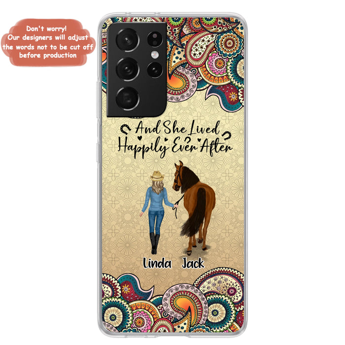 Custom Personalized Horse Girl Phone Case - Upto 4 Horses - Gift Idea For Horse Lovers - And She Lived Happily Ever After - Case For iPhone/Samsung