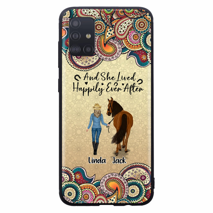 Custom Personalized Horse Girl Phone Case - Upto 4 Horses - Gift Idea For Horse Lovers - And She Lived Happily Ever After - Case For iPhone/Samsung