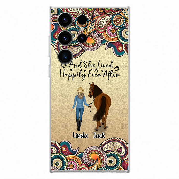 Custom Personalized Horse Girl Phone Case - Upto 4 Horses - Gift Idea For Horse Lovers - And She Lived Happily Ever After - Case For iPhone/Samsung