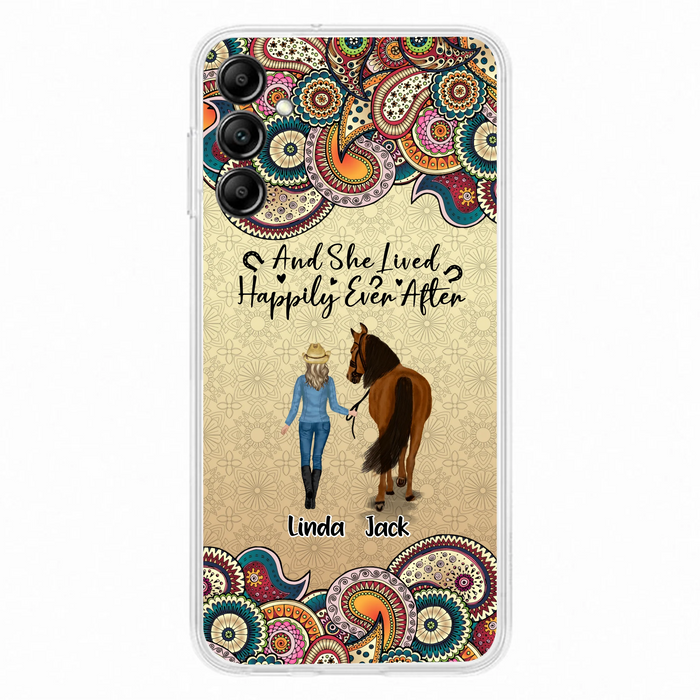 Custom Personalized Horse Girl Phone Case - Upto 4 Horses - Gift Idea For Horse Lovers - And She Lived Happily Ever After - Case For iPhone/Samsung