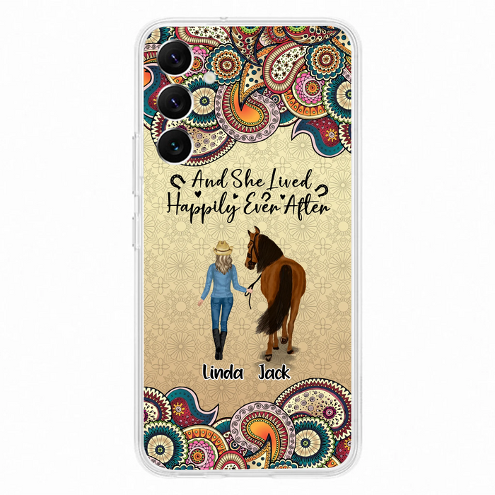 Custom Personalized Horse Girl Phone Case - Upto 4 Horses - Gift Idea For Horse Lovers - And She Lived Happily Ever After - Case For iPhone/Samsung