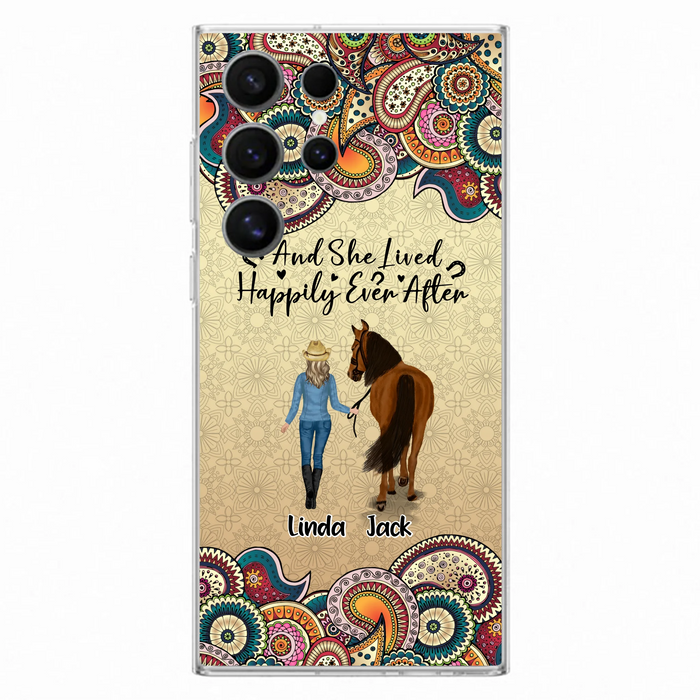 Custom Personalized Horse Girl Phone Case - Upto 4 Horses - Gift Idea For Horse Lovers - And She Lived Happily Ever After - Case For iPhone/Samsung