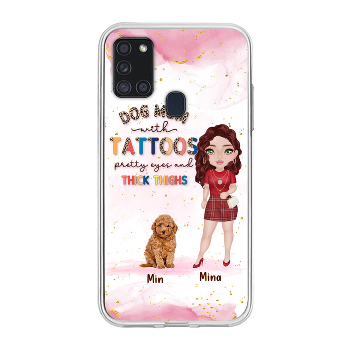 Custom Personalized Dog Mom Phone Case - Up to 5 Dogs - Best Gift Idea For Dog Lovers/Mother's Day - Dog Mom With Tattoos Pretty Eyes And Thick Thighs - Cases For iPhone And Samsung
