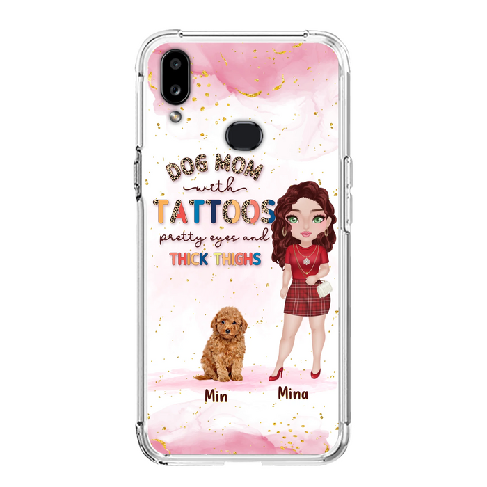 Custom Personalized Dog Mom Phone Case - Up to 5 Dogs - Best Gift Idea For Dog Lovers/Mother's Day - Dog Mom With Tattoos Pretty Eyes And Thick Thighs - Cases For iPhone And Samsung