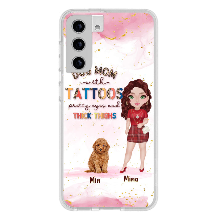 Custom Personalized Dog Mom Phone Case - Up to 5 Dogs - Best Gift Idea For Dog Lovers/Mother's Day - Dog Mom With Tattoos Pretty Eyes And Thick Thighs - Cases For iPhone And Samsung