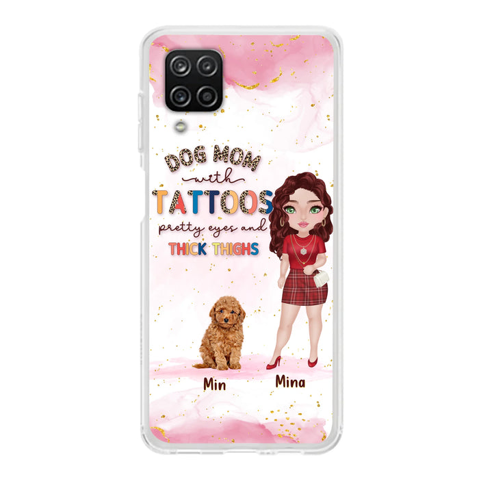 Custom Personalized Dog Mom Phone Case - Up to 5 Dogs - Best Gift Idea For Dog Lovers/Mother's Day - Dog Mom With Tattoos Pretty Eyes And Thick Thighs - Cases For iPhone And Samsung