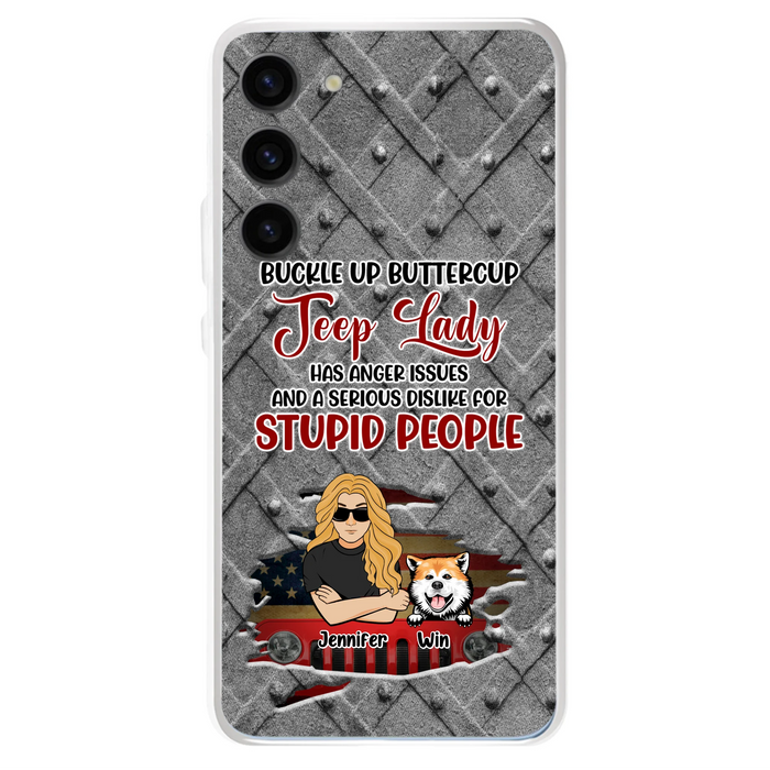 Custom Personalized Off-road Dog Lady Phone Case - Up to 4 Dogs - Gift Idea For Dogs Lover - Off-road Lady Has Anger Issues And A Serious Dislike - Case For iPhone And Samsung