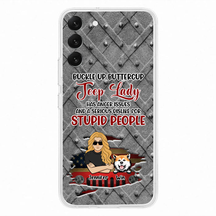 Custom Personalized Off-road Dog Lady Phone Case - Up to 4 Dogs - Gift Idea For Dogs Lover - Off-road Lady Has Anger Issues And A Serious Dislike - Case For iPhone And Samsung