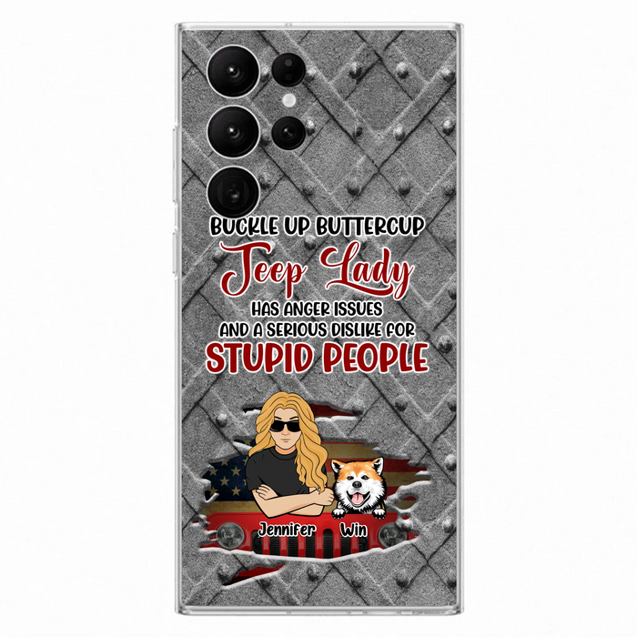 Custom Personalized Off-road Dog Lady Phone Case - Up to 4 Dogs - Gift Idea For Dogs Lover - Off-road Lady Has Anger Issues And A Serious Dislike - Case For iPhone And Samsung