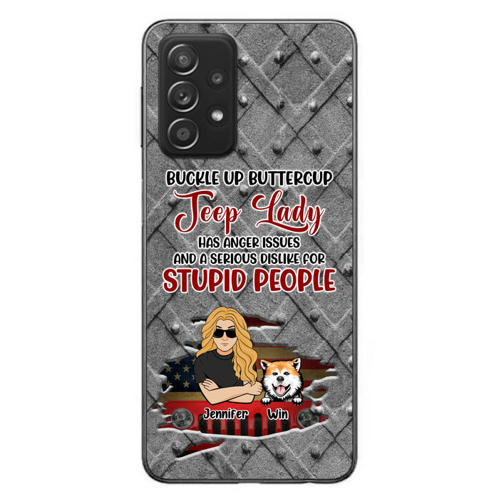 Custom Personalized Off-road Dog Lady Phone Case - Up to 4 Dogs - Gift Idea For Dogs Lover - Off-road Lady Has Anger Issues And A Serious Dislike - Case For iPhone And Samsung