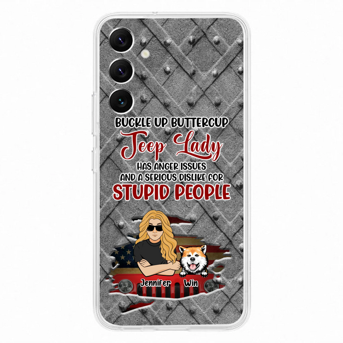 Custom Personalized Off-road Dog Lady Phone Case - Up to 4 Dogs - Gift Idea For Dogs Lover - Off-road Lady Has Anger Issues And A Serious Dislike - Case For iPhone And Samsung