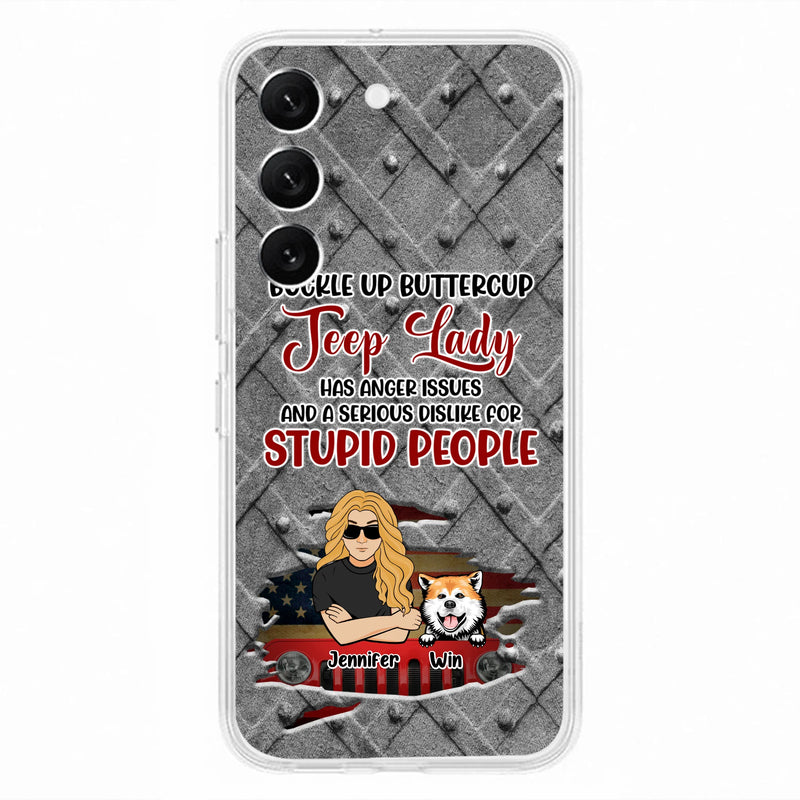 Custom Personalized Off-road Dog Lady Phone Case - Up to 4 Dogs - Gift Idea For Dogs Lover - Off-road Lady Has Anger Issues And A Serious Dislike - Case For iPhone And Samsung