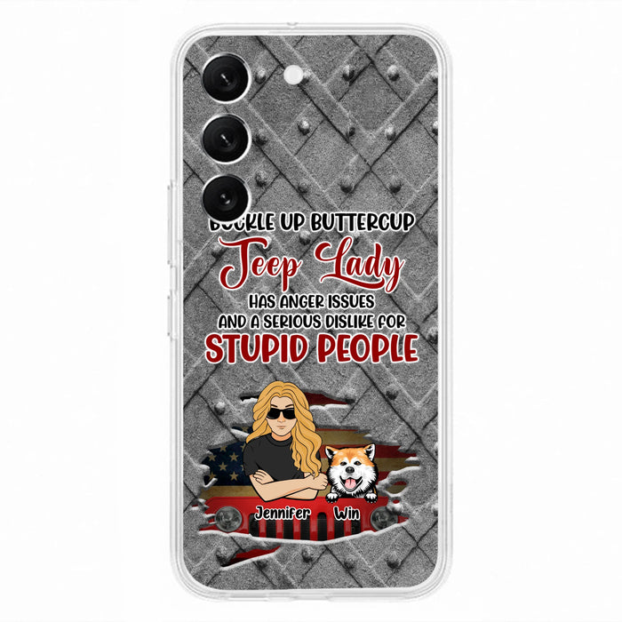 Custom Personalized Off-road Dog Lady Phone Case - Up to 4 Dogs - Gift Idea For Dogs Lover - Off-road Lady Has Anger Issues And A Serious Dislike - Case For iPhone And Samsung