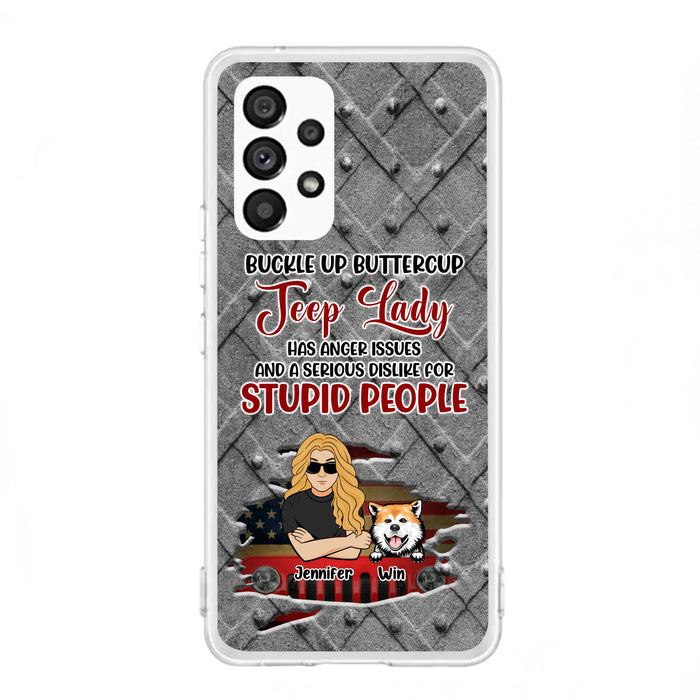 Custom Personalized Off-road Dog Lady Phone Case - Up to 4 Dogs - Gift Idea For Dogs Lover - Off-road Lady Has Anger Issues And A Serious Dislike - Case For iPhone And Samsung