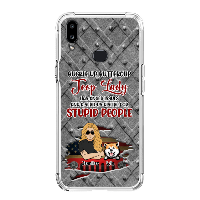 Custom Personalized Off-road Dog Lady Phone Case - Up to 4 Dogs - Gift Idea For Dogs Lover - Off-road Lady Has Anger Issues And A Serious Dislike - Case For iPhone And Samsung