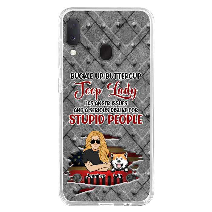 Custom Personalized Off-road Dog Lady Phone Case - Up to 4 Dogs - Gift Idea For Dogs Lover - Off-road Lady Has Anger Issues And A Serious Dislike - Case For iPhone And Samsung
