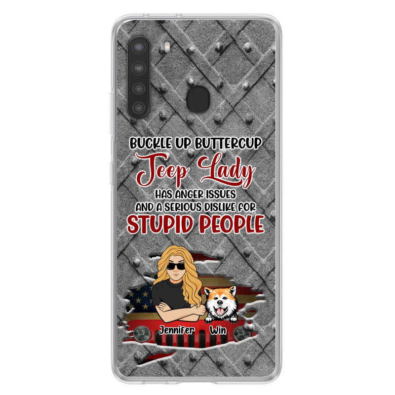 Custom Personalized Off-road Dog Lady Phone Case - Up to 4 Dogs - Gift Idea For Dogs Lover - Off-road Lady Has Anger Issues And A Serious Dislike - Case For iPhone And Samsung