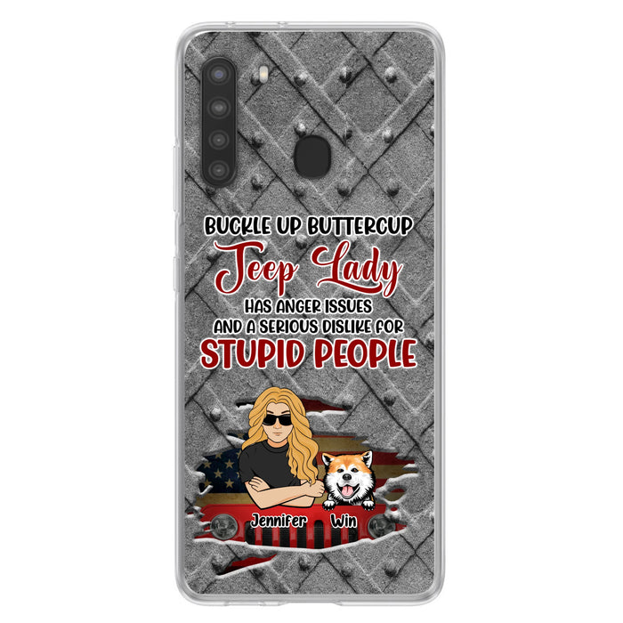 Custom Personalized Off-road Dog Lady Phone Case - Up to 4 Dogs - Gift Idea For Dogs Lover - Off-road Lady Has Anger Issues And A Serious Dislike - Case For iPhone And Samsung