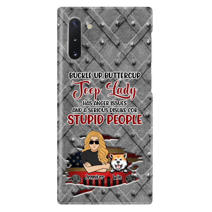 Custom Personalized Off-road Dog Lady Phone Case - Up to 4 Dogs - Gift Idea For Dogs Lover - Off-road Lady Has Anger Issues And A Serious Dislike - Case For iPhone And Samsung