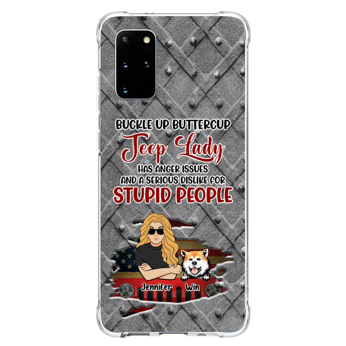 Custom Personalized Off-road Dog Lady Phone Case - Up to 4 Dogs - Gift Idea For Dogs Lover - Off-road Lady Has Anger Issues And A Serious Dislike - Case For iPhone And Samsung