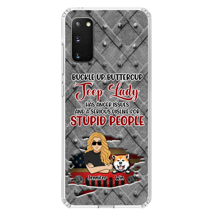 Custom Personalized Off-road Dog Lady Phone Case - Up to 4 Dogs - Gift Idea For Dogs Lover - Off-road Lady Has Anger Issues And A Serious Dislike - Case For iPhone And Samsung