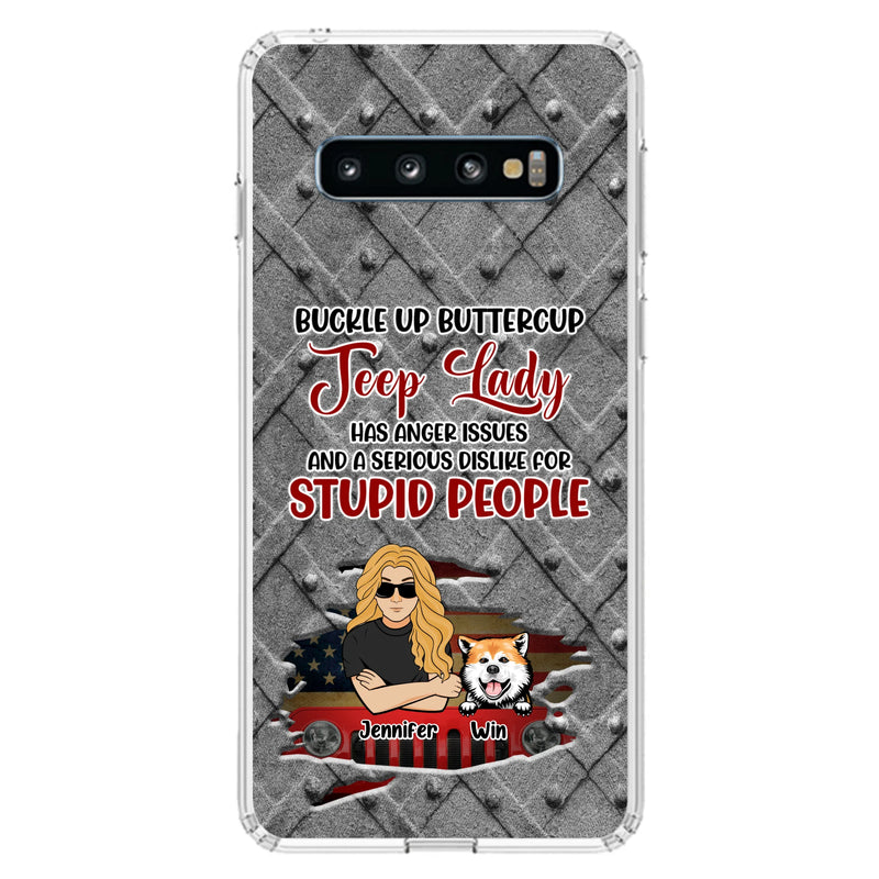 Custom Personalized Off-road Dog Lady Phone Case - Up to 4 Dogs - Gift Idea For Dogs Lover - Off-road Lady Has Anger Issues And A Serious Dislike - Case For iPhone And Samsung