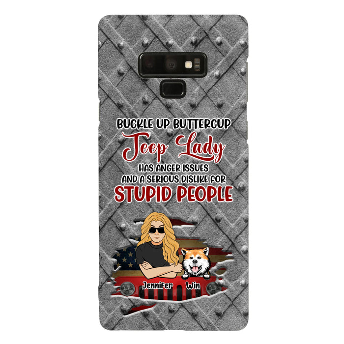 Custom Personalized Off-road Dog Lady Phone Case - Up to 4 Dogs - Gift Idea For Dogs Lover - Off-road Lady Has Anger Issues And A Serious Dislike - Case For iPhone And Samsung