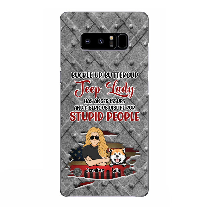 Custom Personalized Off-road Dog Lady Phone Case - Up to 4 Dogs - Gift Idea For Dogs Lover - Off-road Lady Has Anger Issues And A Serious Dislike - Case For iPhone And Samsung